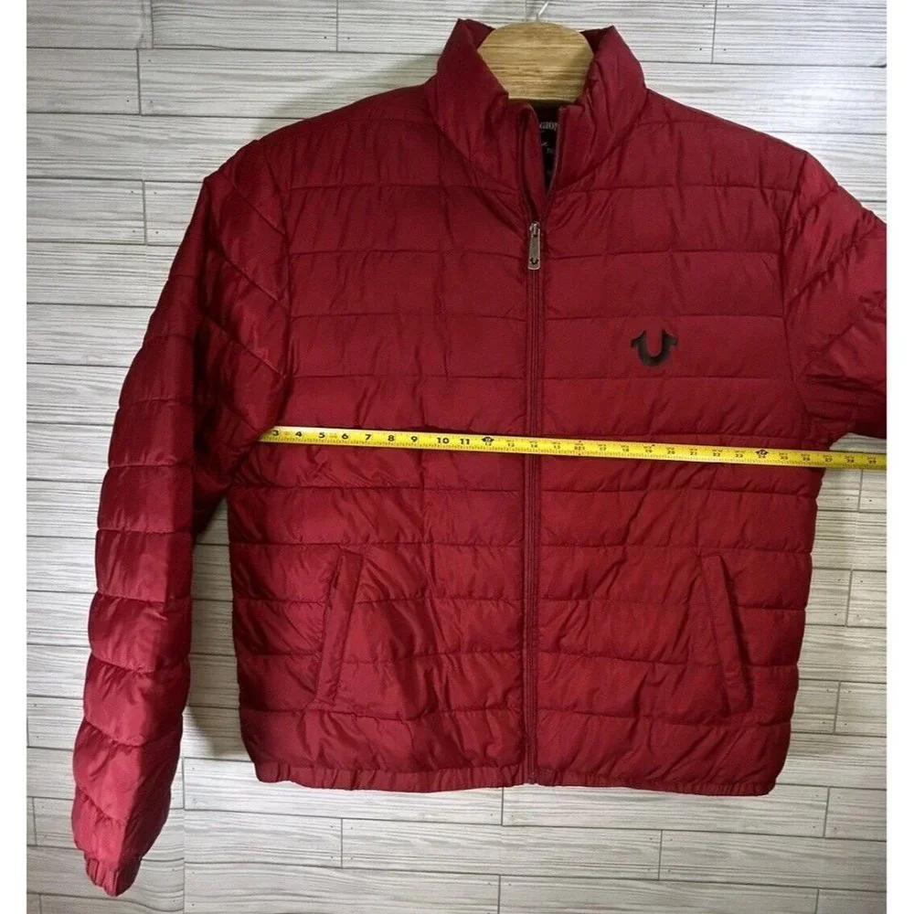 True Religion Men's World‎ Tour Red Puffer Jacket Polyester Full Zip Size 2XL